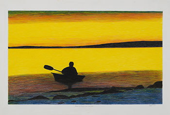 Testing his New Kayak by Itee Pootoogook
