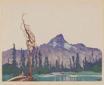 Mount Cathedral from Lake O'Hara, B.C. by Walter Joseph (W.J.) Phillips