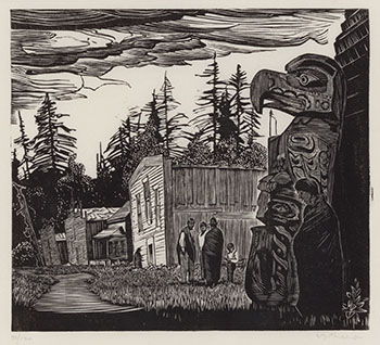 Community Houses, Mamalilicoola, B.C. by Walter Joseph (W.J.) Phillips