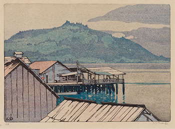 The Waterfront, Alert Bay, B.C. by Walter Joseph (W.J.) Phillips
