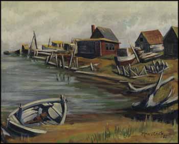 Fish Huts, Port Maitland, Nova Scotia by Dr. Maurice Hall Haycock