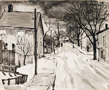 Winter View, Old Houses and Street par Albert Jacques Franck