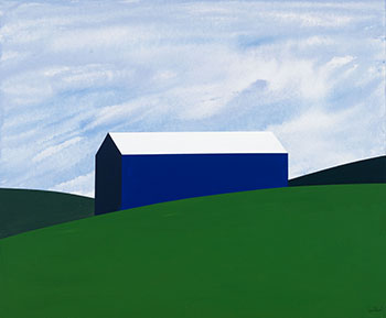 Blue Barn, Green Field by Charles Pachter