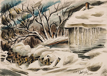 Woodpile in the Snow par Carl Fellman Schaefer