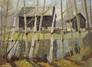 Speyside Farm in Spring by Tom (Thomas) Keith Roberts