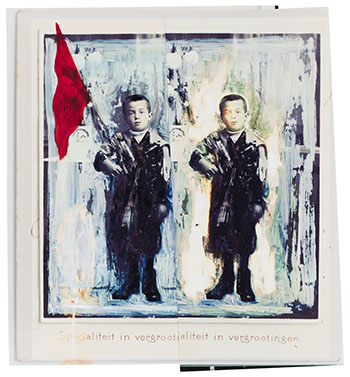 Untitled (Twins with Red Flag) by Angela Grossmann