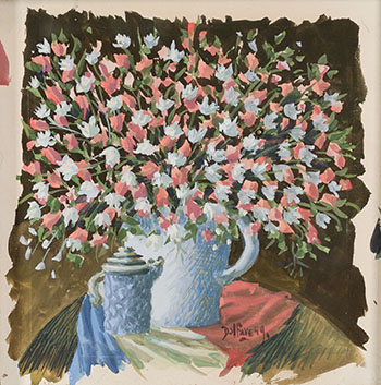 Nature morte aux fleurs roses et bleues by Jean-Philippe Dallaire
