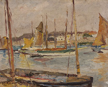 Concarneau Harbour, France by William Edwin Atkinson