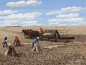 Picking Up the Oats by Allen Sapp