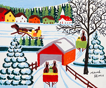 Covered Bridge in Winter par Maud Lewis