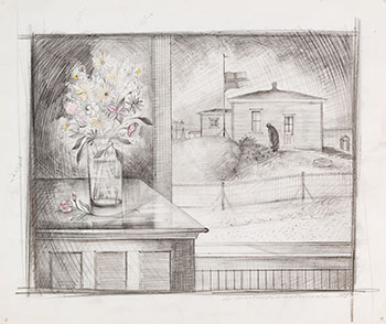 Sketch for Aunt Gerti Hann Home in Wesleyville by David Lloyd Blackwood