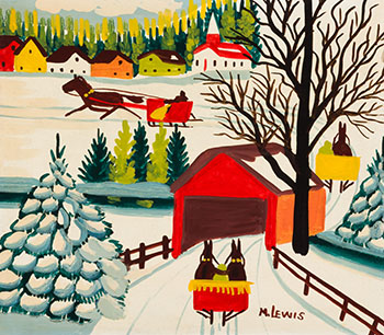 Covered Bridge in Winter by Maud Lewis