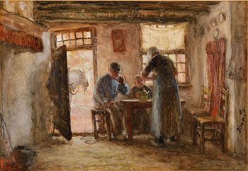 Tea Time with Husband, Wife and Child par Bernardus Johannes Blommers