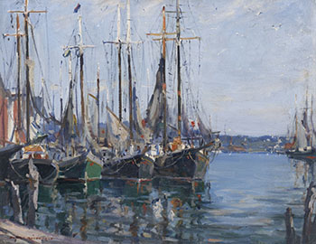 Ships in the Harbour par Manly Edward MacDonald