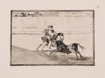 Un caballero español en plaza quebrando rejoncillos sin auxilio de los chulos (A Spanish Mounted Knight in the Ring Breaking Short Spears Without the Help of Assistants) by Francisco José de Goya y Lucientes