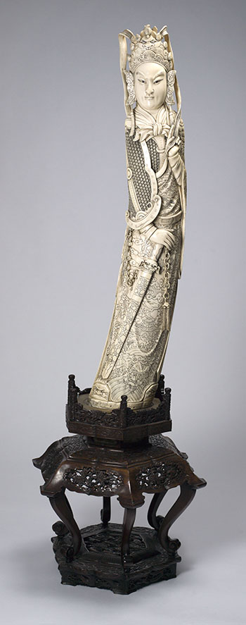 A Chinese Monumental Ivory Carved Standing Warrior, circa 1960 by  Chinese Art