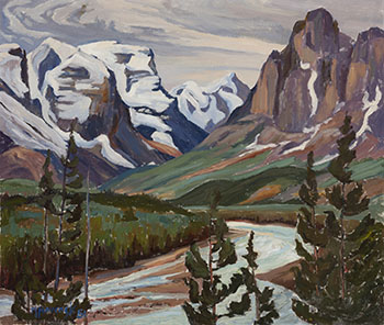 Athabasca River in Rockies Near Sunwapta par Dr. Maurice Hall Haycock