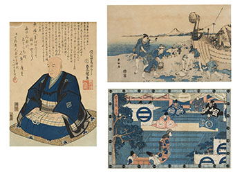 Three Woodblock Prints par  Japanese School