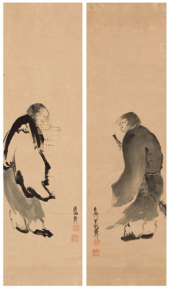 Japanese School
Set of Two Zen Paintings of Kanzan and Jittoku, Edo Period, Early 19th Century by  Japanese Art
