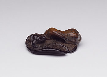 A Japanese Netsuke of a Mushroom and Frog, Signed, 19th Century par  Japanese Art