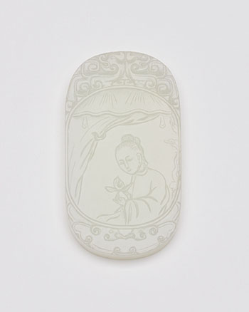 A Well-Carved Chinese White Jade 'Lady' Pendant, Inscribed Zigang, 18th Century by  Chinese Art