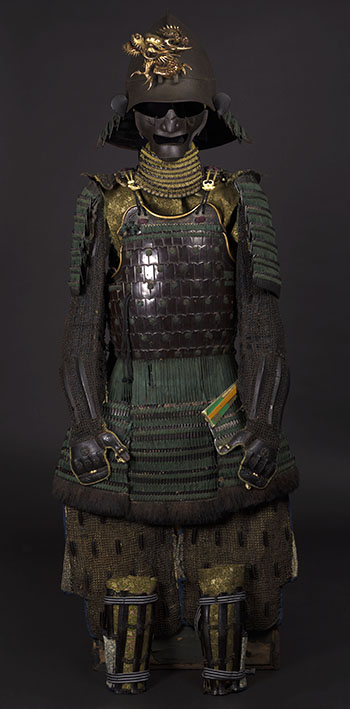 A Japanese Black Lacquer and Green Lace Samurai Armor, Edo Period 17th to 18th Century by  Japanese Art