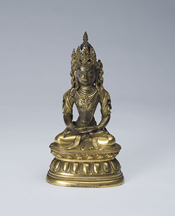 A Tibetan Gilt Bronze Seated Figure of Amitayus, 17th to 18th Century by Tibetan Art