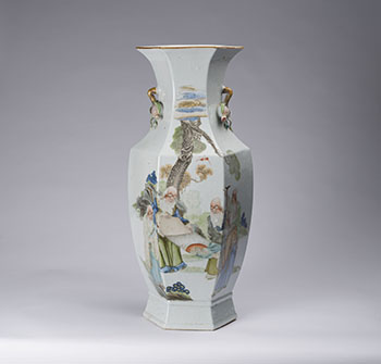A Large Chinese Qianjiang Enameled Hexagonal Vase, Mid 20th Century by  Chinese Art