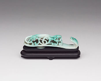 An Unusual Chinese Imitation-Turquoise Porcelain 'Dragon' Belthook, 19th Century by  Chinese Art