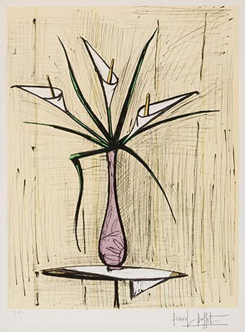 Arums, fond jaune par Bernard Buffet