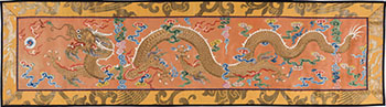 A Chinese Apricot Silk Ground 'Dragon' Altar Panel Fragment, Mid 19th Century by  Chinese Art