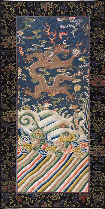 A Chinese Blue Copper-Thread Dragon Robe Fragment, 19th Century by  Chinese Art