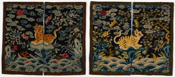 Two Chinese Military Rank Badges of Leopard and Tiger, Late Qing Dynasty by  Chinese Art