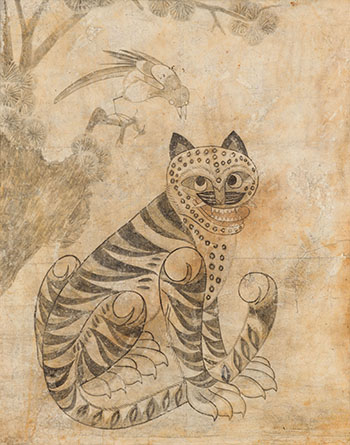 Korean School - Tiger and Magpie, 19th Century by  Korean Art