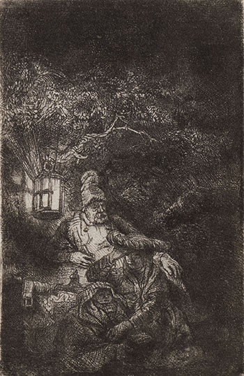 The Rest on the Flight into Egypt: A Night Piece (B., Holl. 57; H. 208; BB 44-2) par Rembrandt Harmenszoon van Rijn