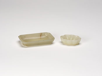 Two Chinese Miniature Pale Celadon Jade Trays, Late Qing Dynasty by  Chinese Art