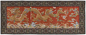 A Chinese Apricot Ground 'Dragon' Altar Panel Fragment, 18th Century by  Chinese Art