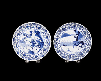 Two Chinese Blue and White ‘Hunt Scene’ Dishes, Kangxi Period (1662-1722) by  Chinese Art