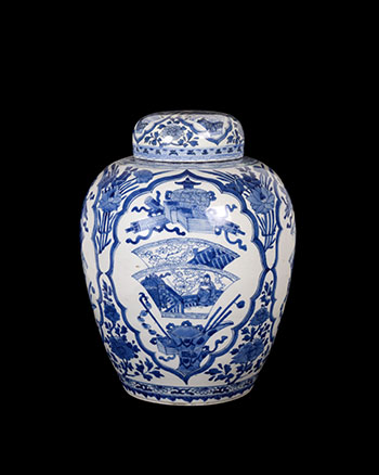 A Large Chinese Blue and White ‘Figural’ Ginger Jar and Cover, Kangxi Period (1662-1722) by  Chinese Art