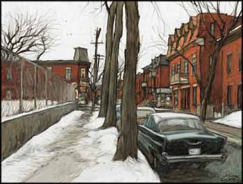 Rue Henri-Julien d'autrefois au coin de la rue Marie-Anne, Montréal par John Geoffrey Caruthers Little