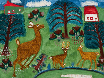 Deer in a Landscape by Everett Lewis
