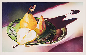 Pears on a Green Glass Plate par Mary Frances Pratt