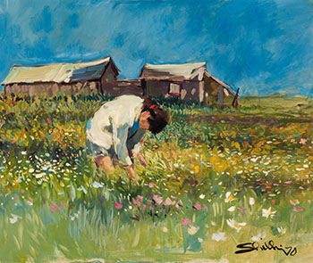 Girl in Field par Arthur Shilling