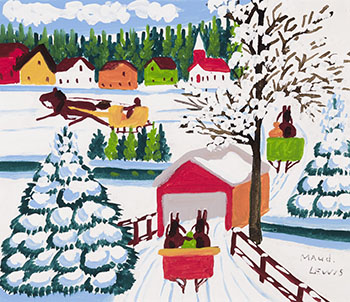 Covered Bridge in Winter by Maud Lewis