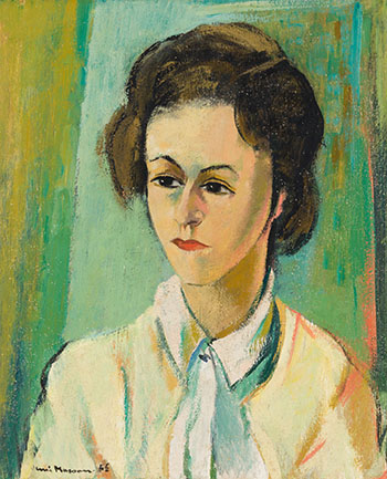 Portrait de femme avec un chemisier jaune par Henri Leopold Masson