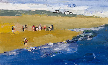 Beach Scene with Figures by Molly Joan Lamb Bobak