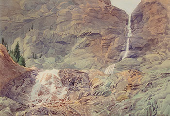 High Alpine Waterfall by Walter Joseph (W.J.) Phillips