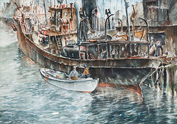 Ancien cargo à quai by Jack Lorimer Gray
