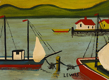 Boats at Harbour by Maud Lewis