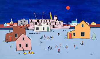 Yukon Winter Scene by Ted Harrison